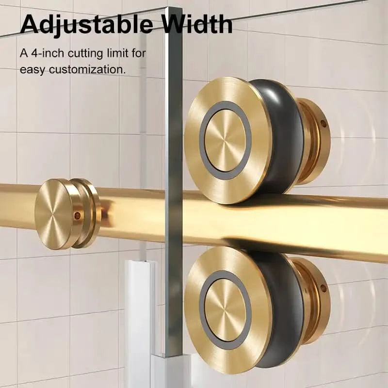 Gorgeous Single Sliding Frameless Shower Door With 3/8 Inch Clear Glass color:brushed gold