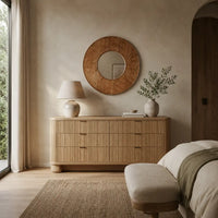 Eon Series 24" Round Rosewood Bathroom Decorative Wall Mirror