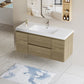 Modern Floating Bathroom Vanity with Resin Top Basin & Soft Close Drawers - Wall-Mounted Storage Cabinet color: Oak