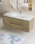 47/59" Modern Floating Bathroom Vanity with Resin Top Basin color: Oak | sink: single