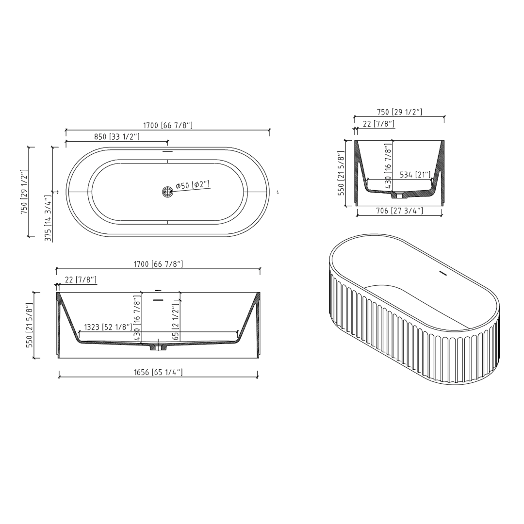 Gorgeous Freestanding Bathtub with Efficient Overflow Drainage System color:white