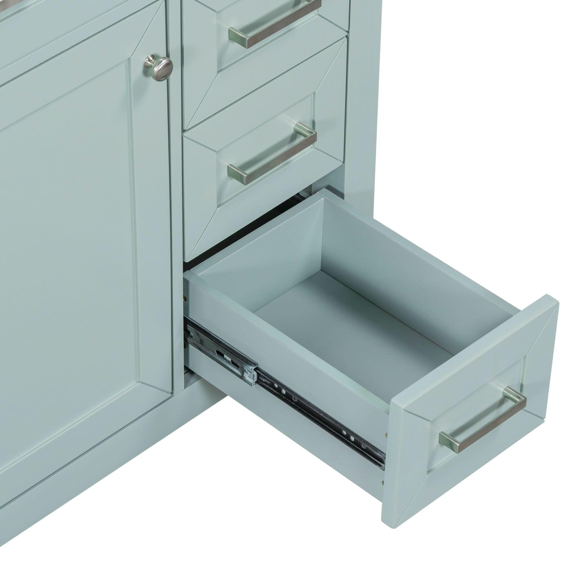 bathroom cabinet with drawers color:green