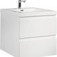 Floating Bathroom Vanity with Resin Top Basin & Soft Close Drawers - Modern Wall-Mounted Storage Cabinet color: White