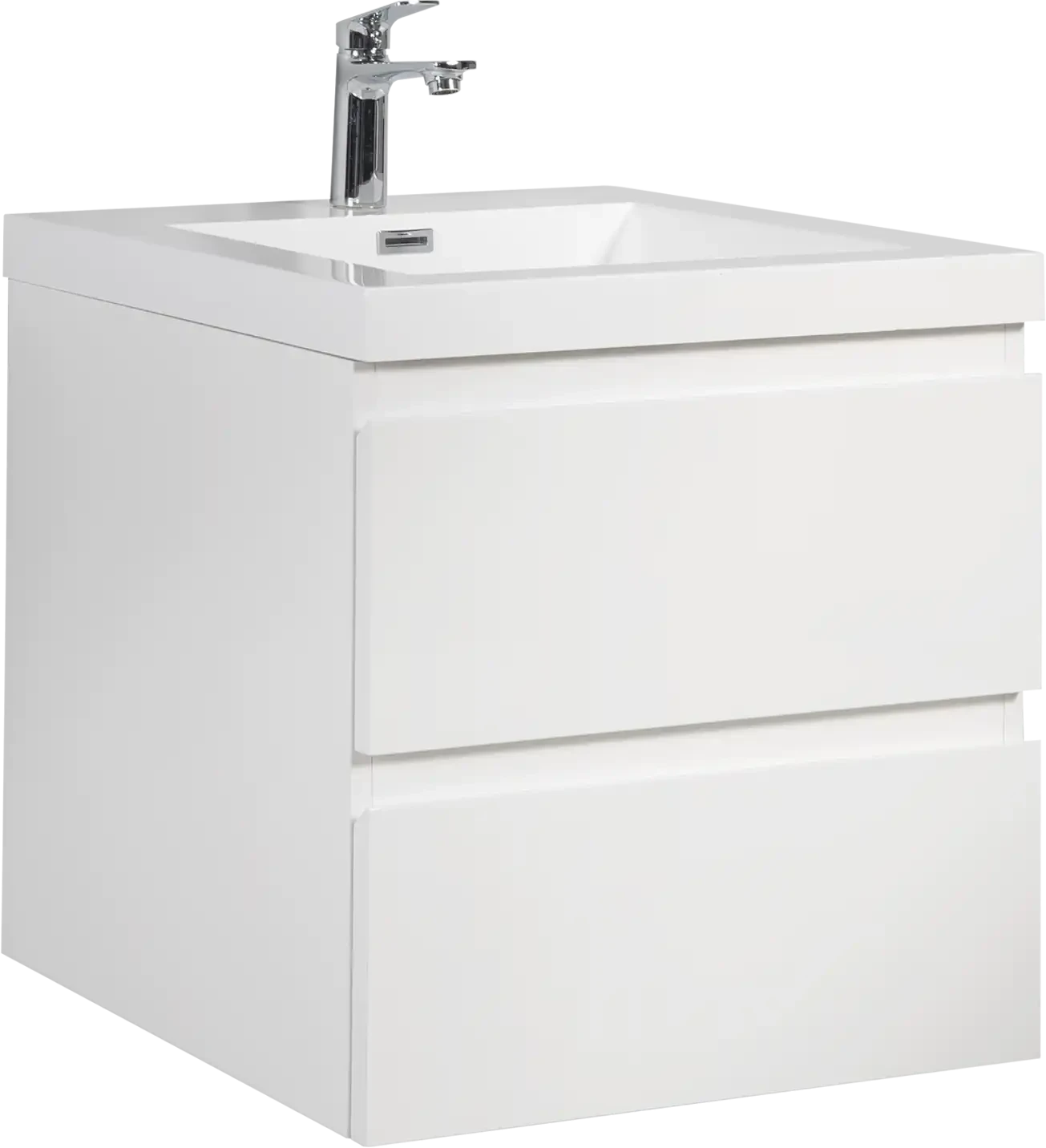 Floating Bathroom Vanity with Resin Top Basin &amp; Soft Close Drawers - Modern Wall-Mounted Storage Cabinet color: White