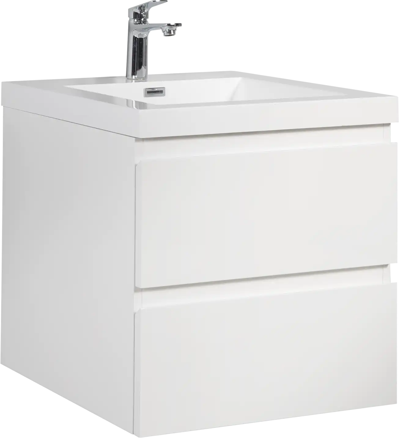 Floating Bathroom Vanity with Resin Top Basin & Soft Close Drawers - Modern Wall-Mounted Storage Cabinet color: White