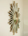 Side view of a 33" modern large wall mirror with layered sunburst beveled frame | Ace Decor