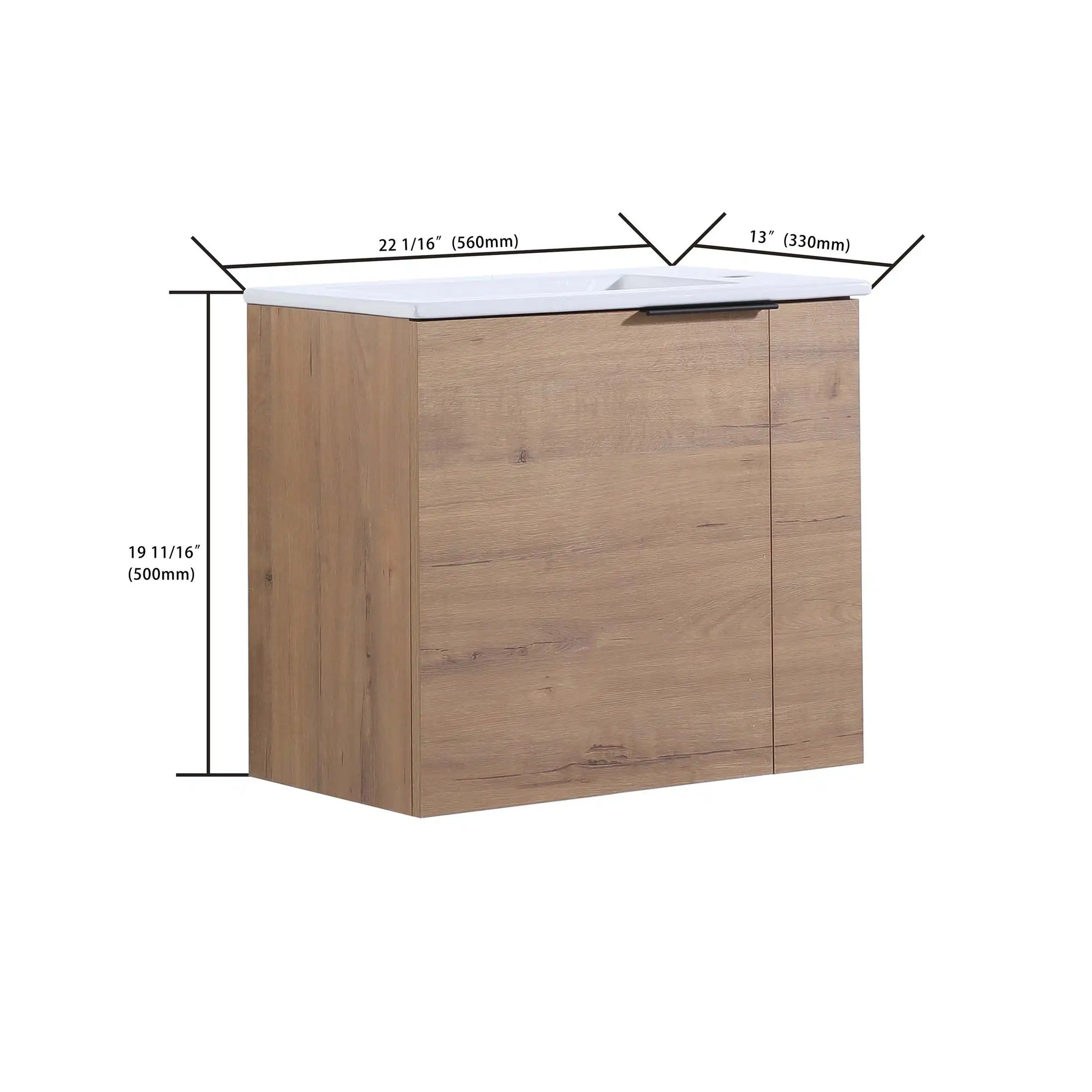 22 inch 22 bathroom vanity and sink combo with detailed dimensions illustration | Ace Decor