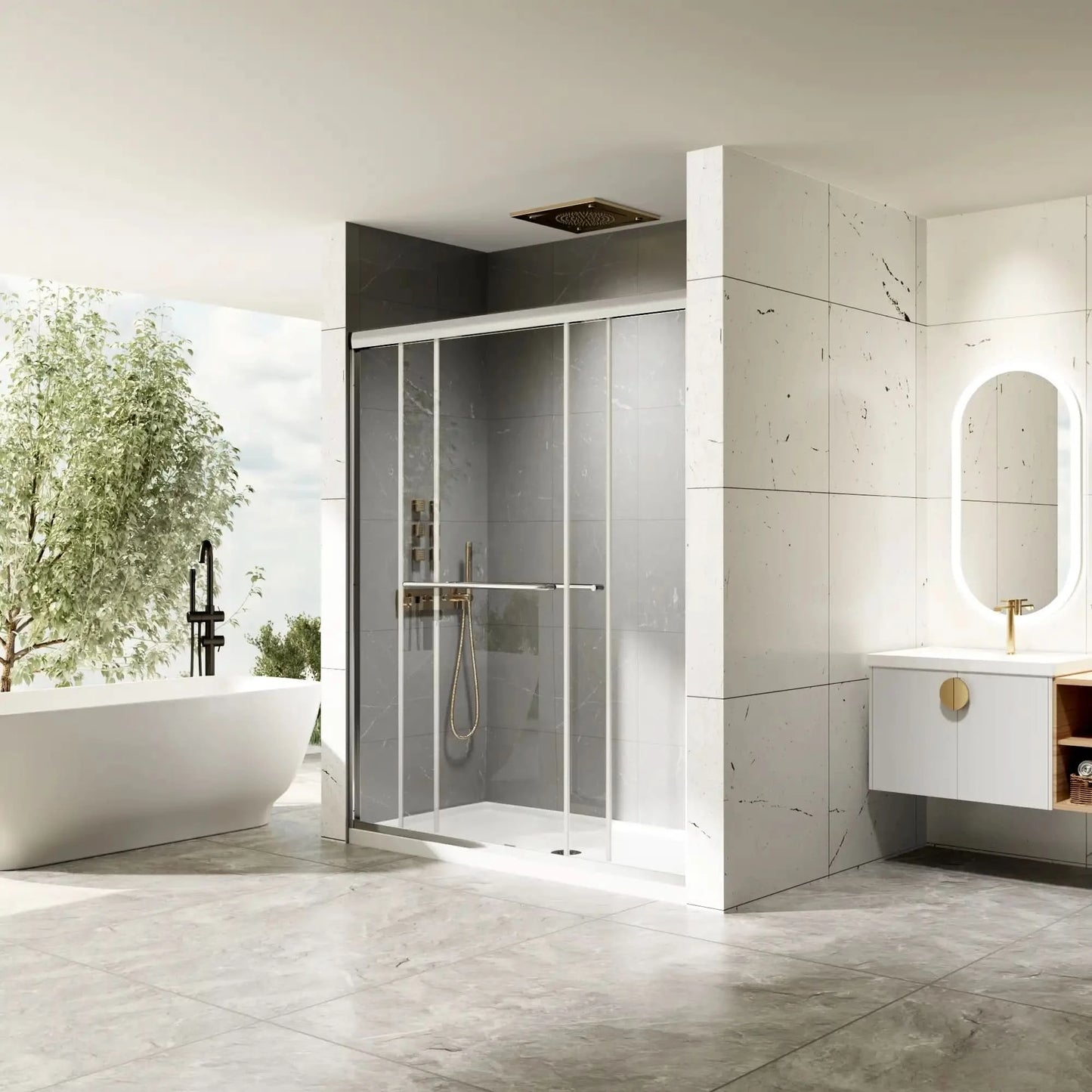 Modern Bathroom Shower Door color:chrome