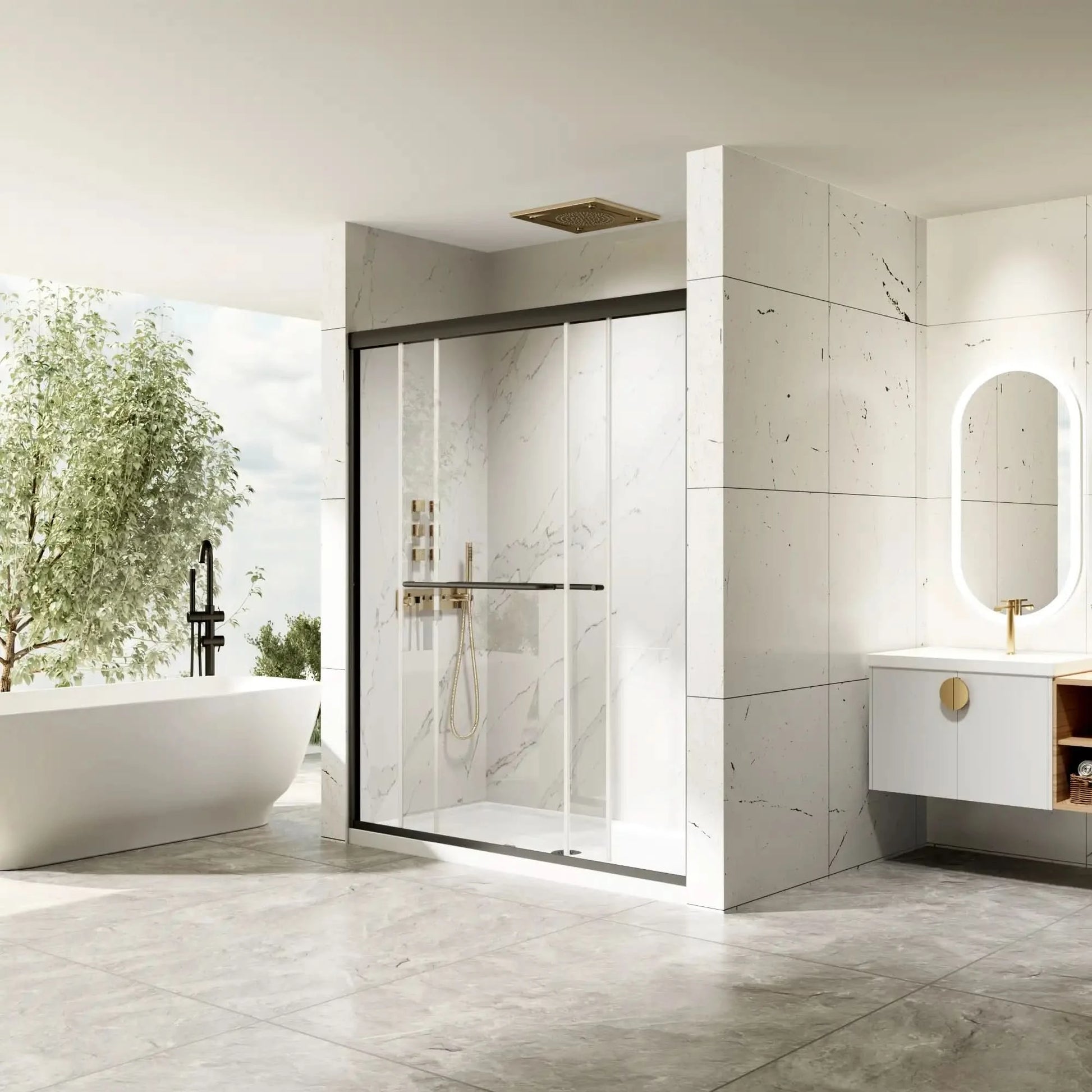 Modern Bathroom Shower Door color:matte black