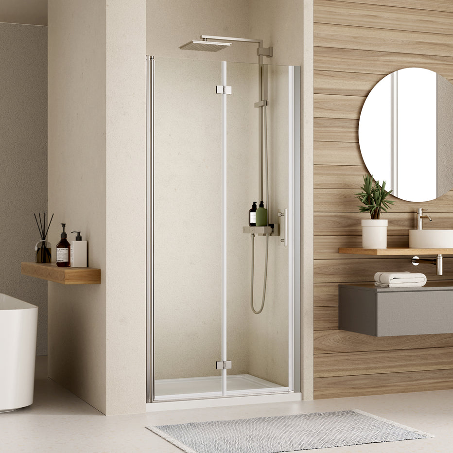 30 x 72 Chrome Semi-Frameless Bi-Fold Shower Door