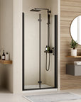 Frameless Bi Fold Shower Door color:matte black