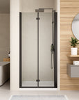 Frameless Bi Fold Shower Door color:matte black