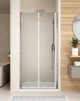 Frameless Bi Fold Shower Door color:chrome