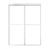 60 x 70 chrome framed bypass shower door with minimalist design and sleek stainless steel handles.