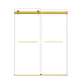 Frameless shower door 60 x 74 with gold hardware and dual sliding panels. | Ace Decor