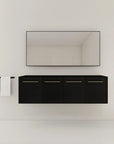 60" vanity without sink black chestnut floating cabinet with four-door storage and minimalist bathroom style | Ace Decor