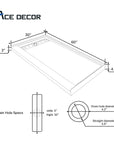 60" x 30" Anti-Slip Shower Base with Single Side Drain & Stainless Steel