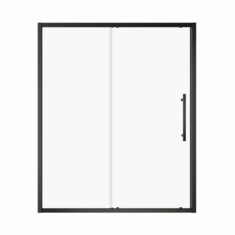 Brivio Series 60" x 72" Black Framed Single Sliding Shower Door - Magnetic Seal, 1/4" Tempered Glass