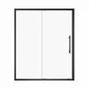 Matte black framed single sliding shower door with stainless steel handle, size 60x72 | Ace Decor