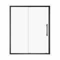 Brivio matte black framed single sliding shower door with stainless steel handle, size 60x72.