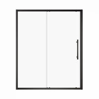 Matte black framed single sliding shower door with stainless steel handle, size 60x72 | Ace Decor