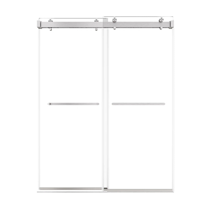 Verta Series 60" x 76" Double Sliding Frameless Shower Door with 10mm Tempered Glass - Brushed Nickel