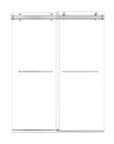 60 x 76 brushed nickel sliding frameless shower door with dual glass panels and modern towel bar handles | Ace Decor
