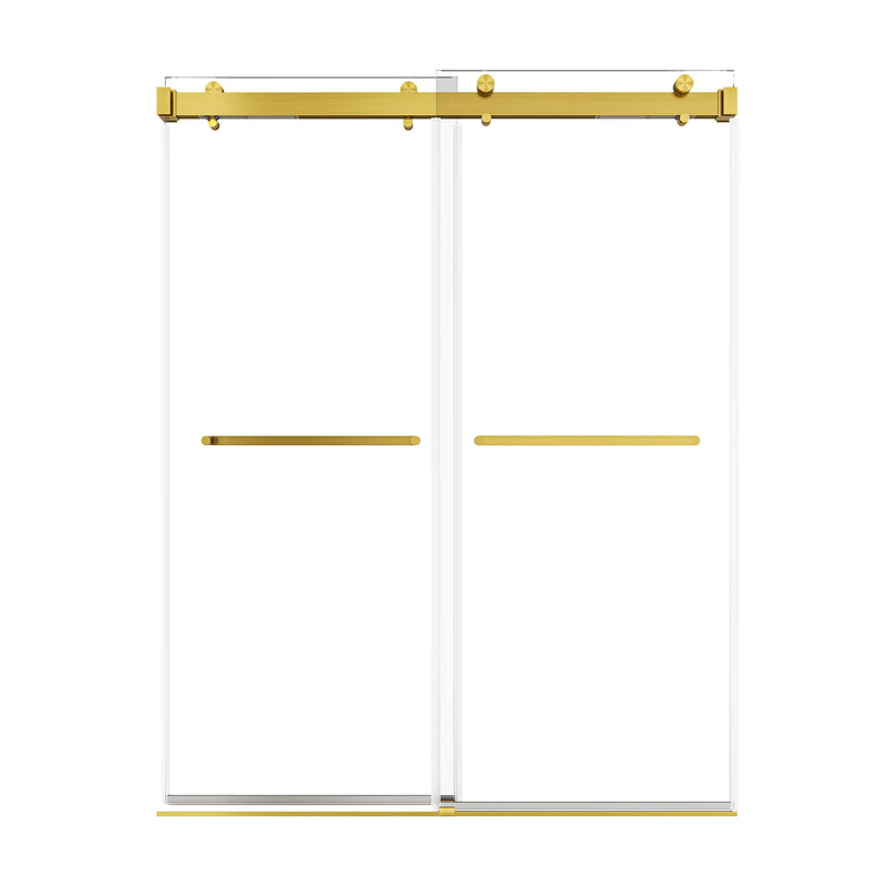 Verta Series 60" x 76" Double Sliding Frameless Shower Door with 10mm Tempered Glass - Brushed Gold