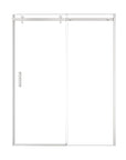 Chrome shower door sliding frameless, size 60 x 74 inches, modern minimalist design | Ace Decor