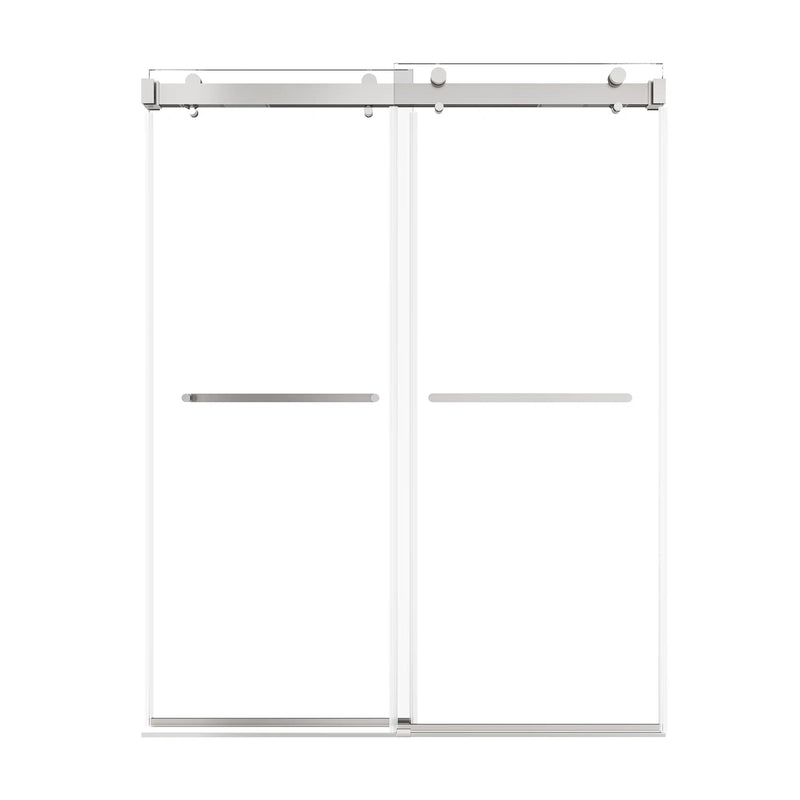 Verta Series 60" x 76" Double Sliding Frameless Shower Door with 10mm Tempered Glass - Chrome