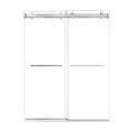 60 x 76 chrome double sliding frameless shower door with sleek modern design and dual towel bar handles | Ace Decor