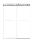 60 x 76 chrome double sliding frameless shower door with sleek modern design and dual towel bar handles | Ace Decor