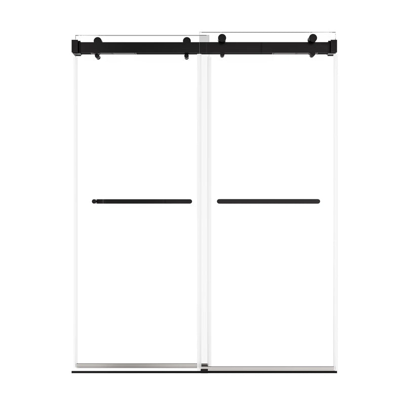 Verta Series 60" x 76" Double Sliding Frameless Shower Door with 10mm Tempered Glass - Matte Black
