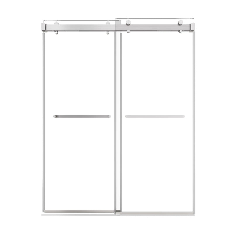 Verta Series 60" x 76" Double Sliding Frameless Shower Door with 10mm Tempered Glass - Brushed Nickel