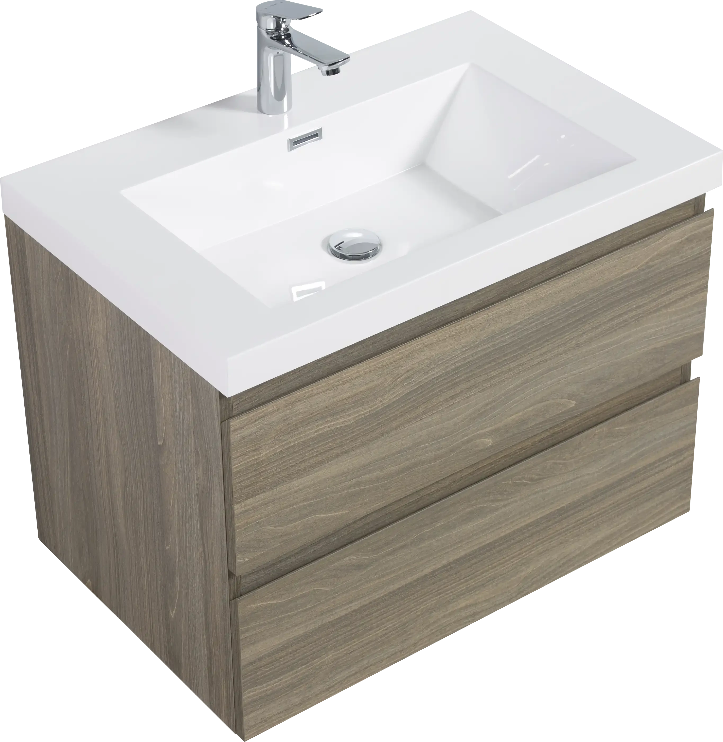 Floating Bathroom Vanity with Resin Top Basin & Soft Close Drawers - Modern Wall-Mounted Storage Cabinet color: Ash Grey