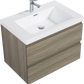 Floating Bathroom Vanity with Resin Top Basin & Soft Close Drawers - Modern Wall-Mounted Storage Cabinet color: Ash Grey