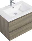 Floating Bathroom Vanity with Resin Top Basin & Soft Close Drawers - Modern Wall-Mounted Storage Cabinet color: Ash Grey