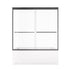Front view of Montra Series matte black framed double sliding bathtub shower door.
