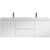 59 inch double sink vanity with clean white floating design and dual integrated sinks on a white background | Ace Decor