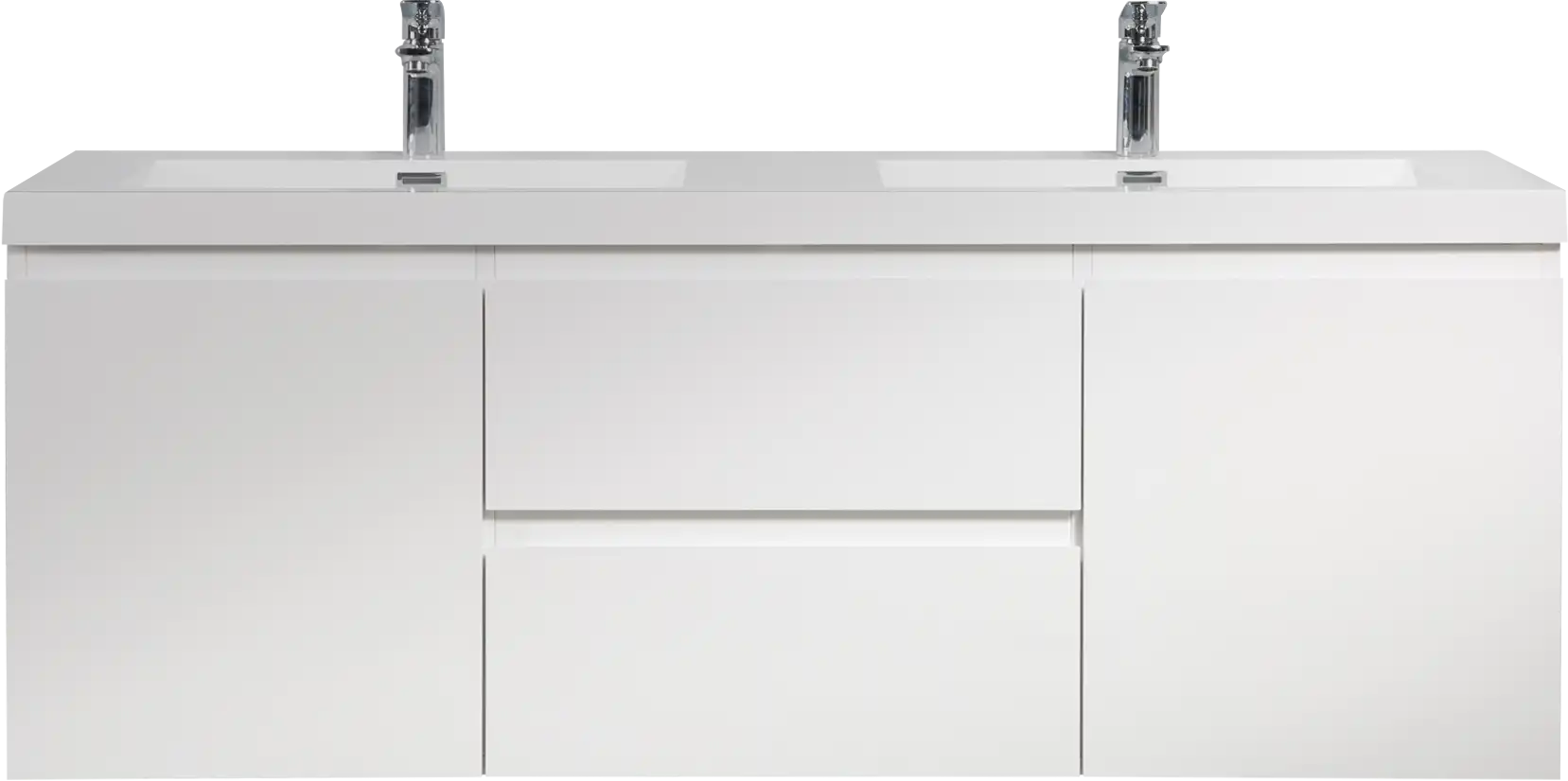 Modern Floating Bathroom Vanity with Resin Top Basin & Soft Close Drawers - Wall-Mounted Storage Cabinet color: White