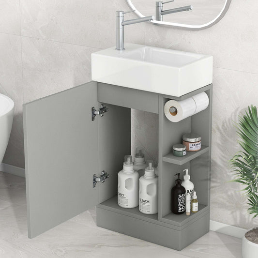 Bathroom Vanity Cabinet with Sink Two-tier Shelf COLOR:grey