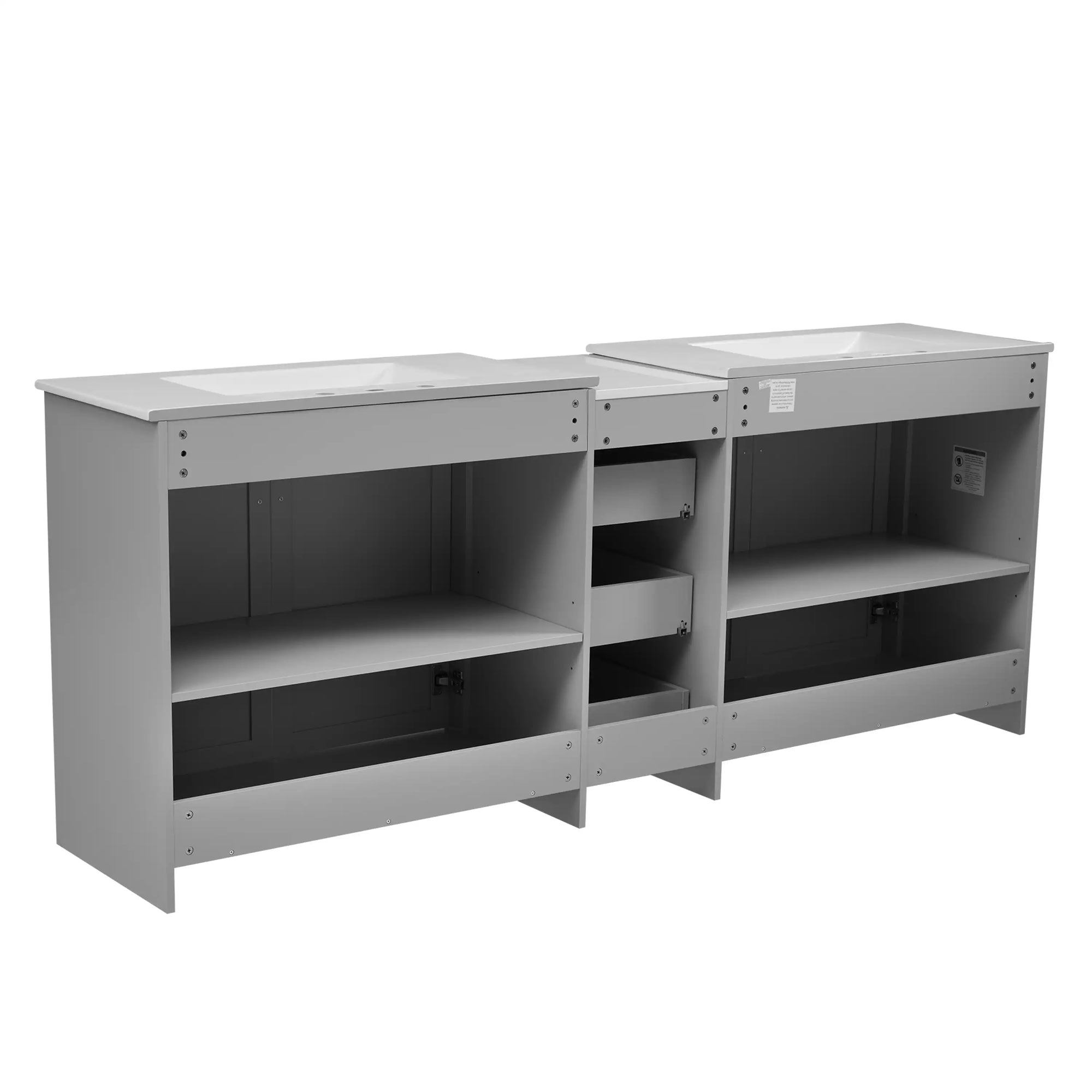 Elysian 84&quot; Freestanding Bathroom Vanity with Double Sinks – Grey
