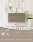 Oakmere Series 36" Ash Grey Bathroom Floating Vanity with Resin Sink & 2 Soft-Close Drawers