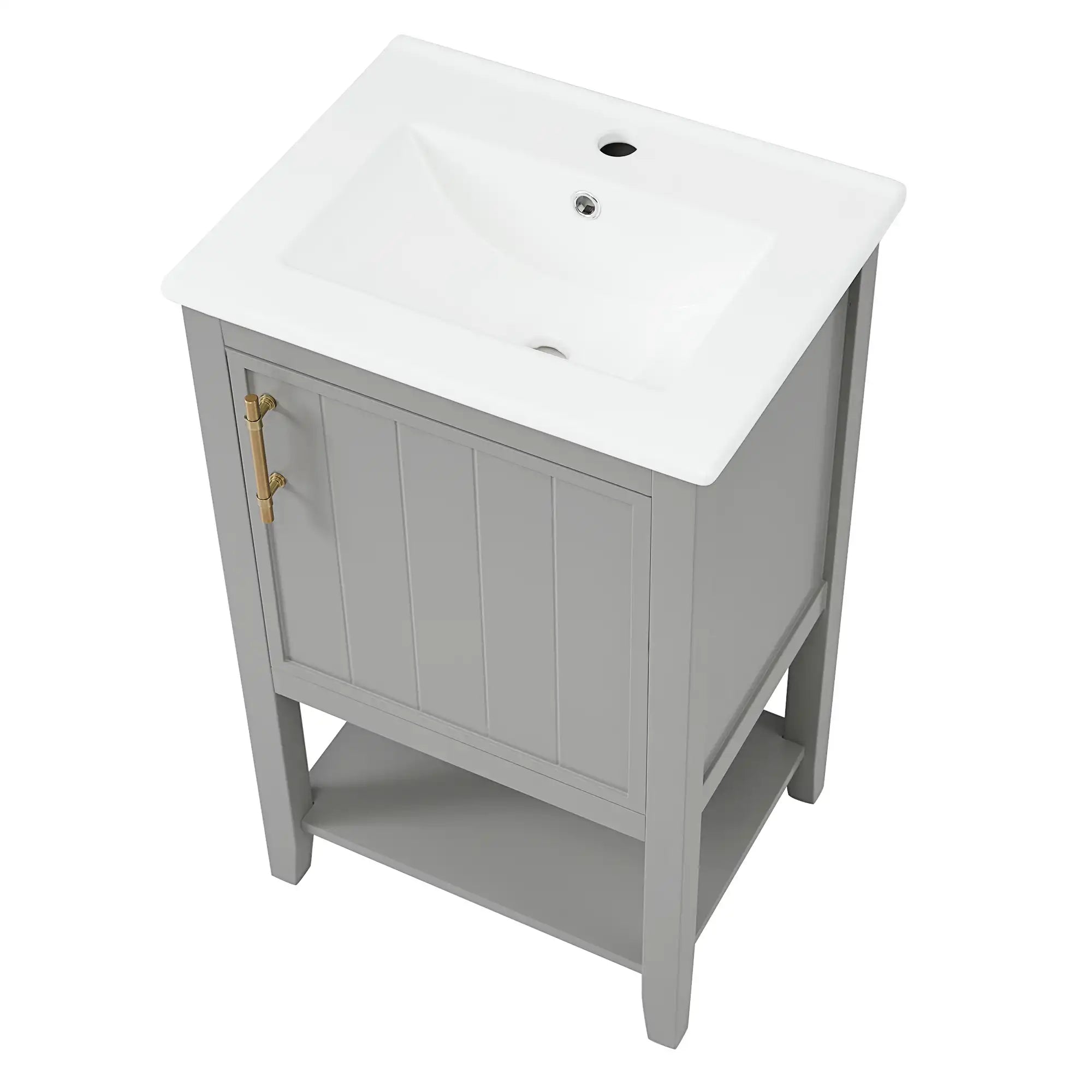 20" grey vanity bathroom unit top view with sink | Ace Decor