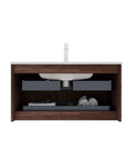 30/36" X 18" X 20" Modern Wall-Mounted Bathroom Vanity with Sink and Storage - Pre-Assembled Retro Walnut color: White + Deep Walnut