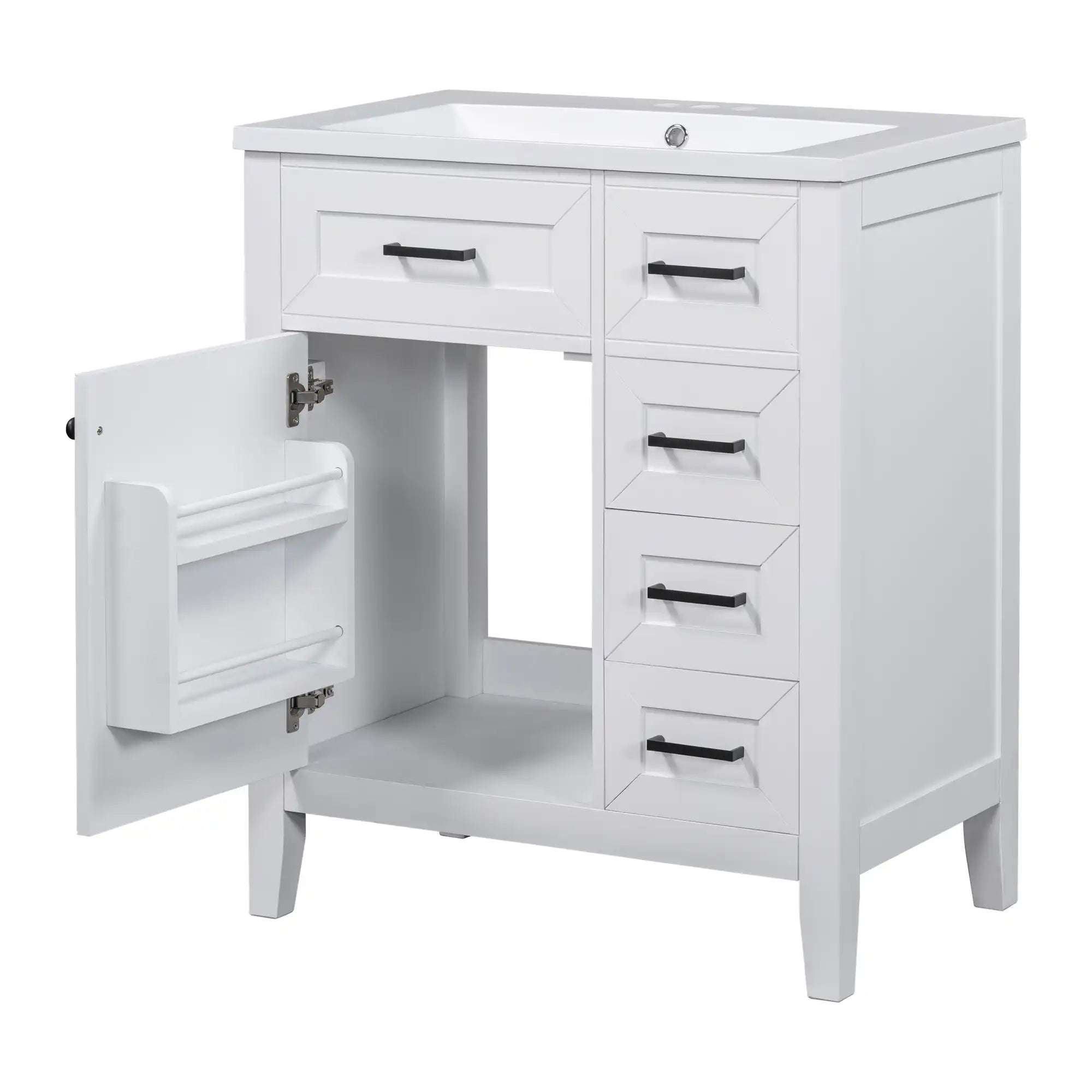 30" shallow vanities for small bathrooms with open cabinet storage | Ace Decor