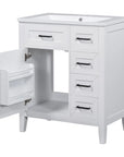 30" shallow vanities for small bathrooms with open cabinet storage | Ace Decor