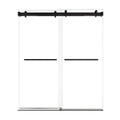 66 x 76 double sliding shower doors frameless design with matte black handles and smooth-glide top rail for modern bathrooms | Ace Decor