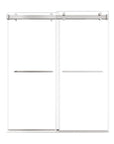 66 x 76 sliding shower door frameless in polished chrome finish, featuring dual clear glass panels and minimalist hardware | Ace Decor