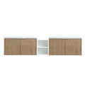 Monterey Series 84" Double Floating Bathroom Vanity in Imitative Oak with Side Cabinet and Integrated Sink